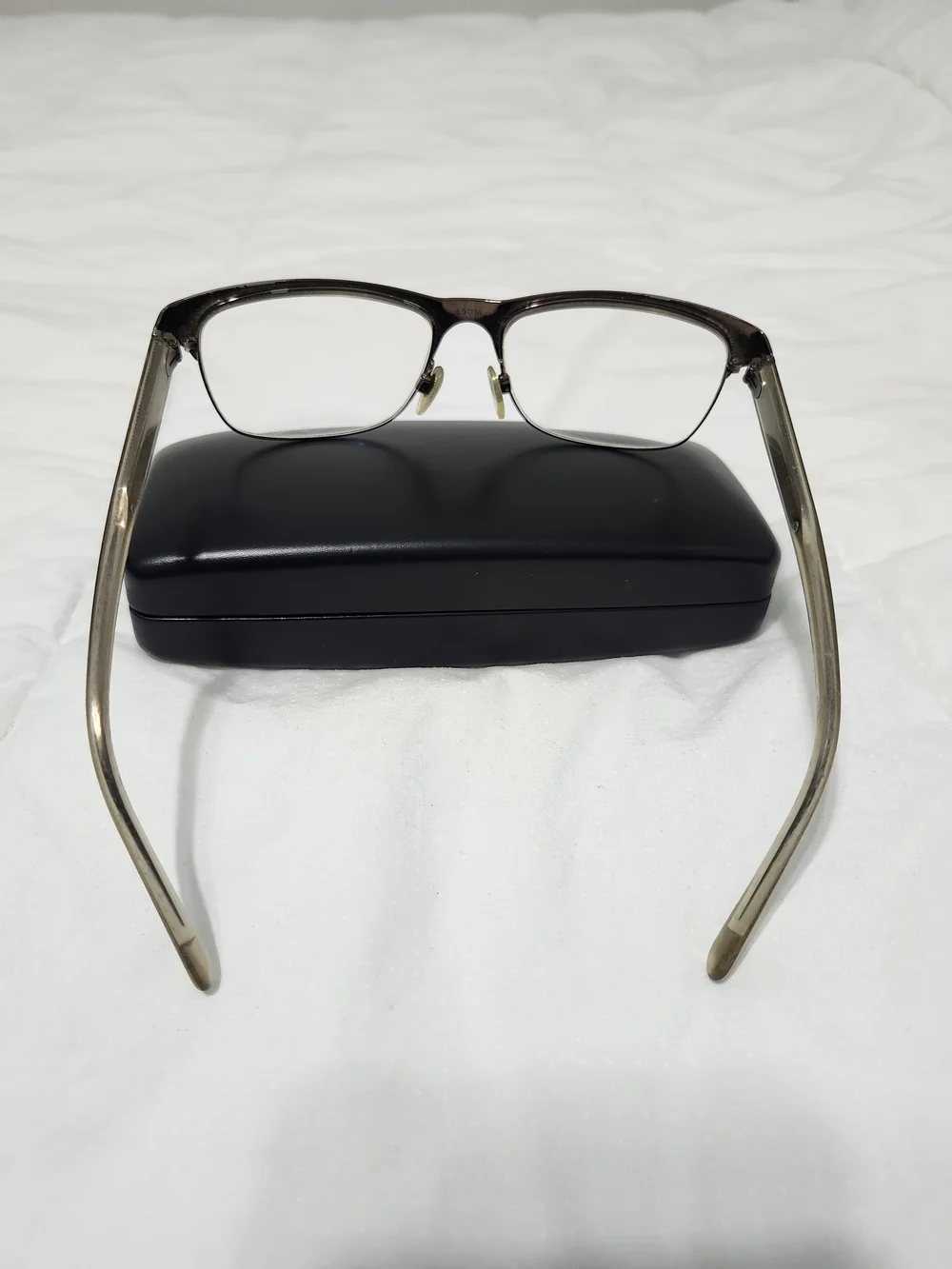 Burberry Brown and Gold Semi-Rim Eyeglasses